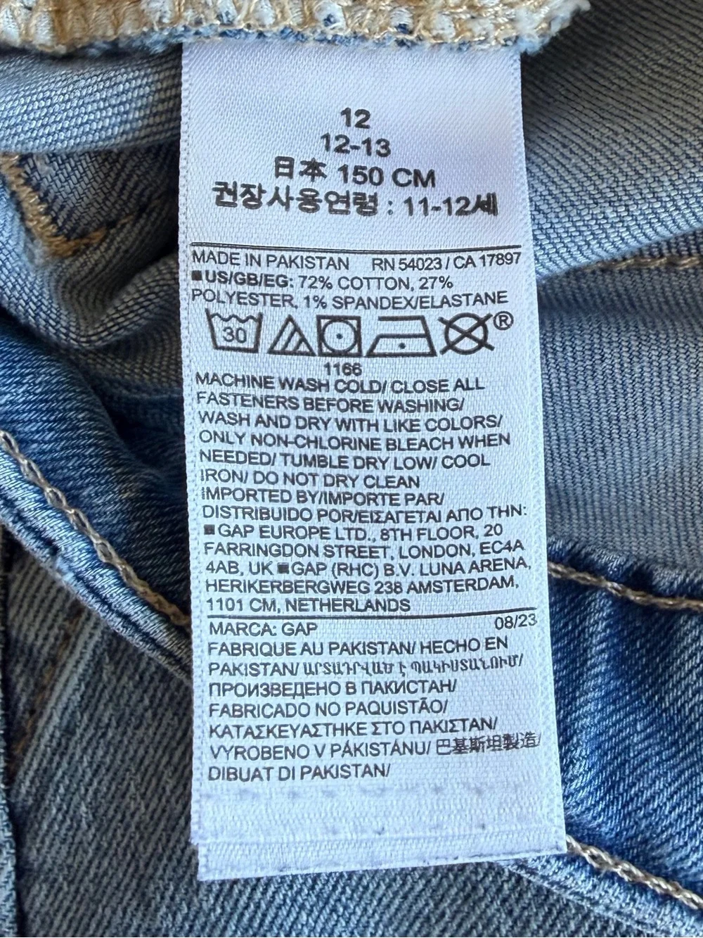 GAP Medium Blue 70’s Flare Girls Jeans Adjustable Waist, Back to School, Size 12